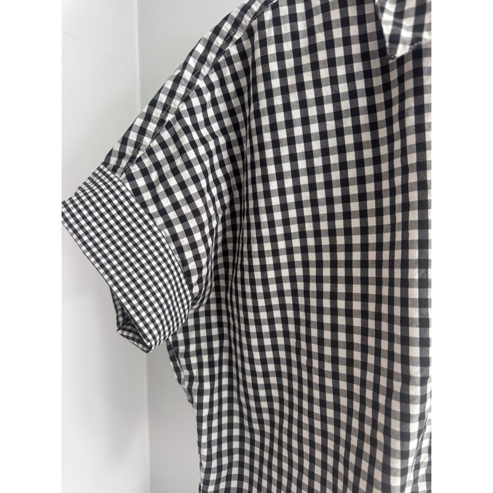 Madewell Gingham Ruffle Sleeve Shirt Black White Cotton Sz M Cottagecore - Picture 3 of 9